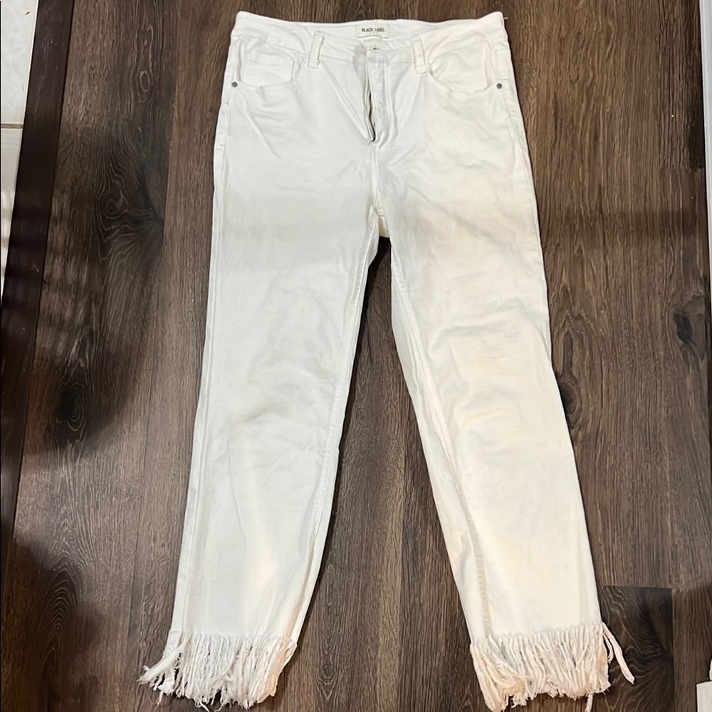 White Frayed Hem Women Jeans